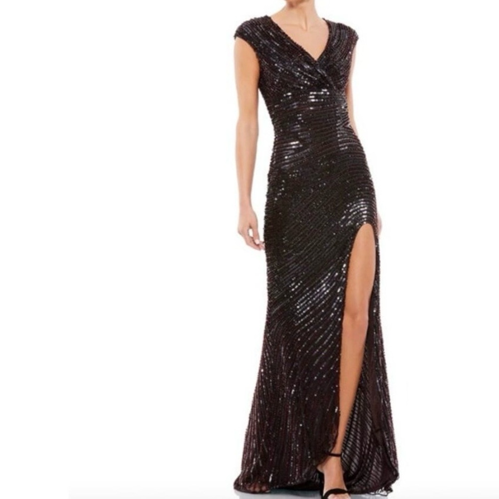 MAC DUGGAL Dress Size 4 Brown Red Beads Flaw